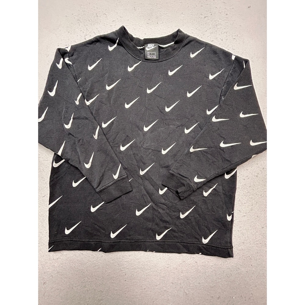 Nike Sportswear All Over Swoosh Cotton Blend Black White Small Womens AT7821-010